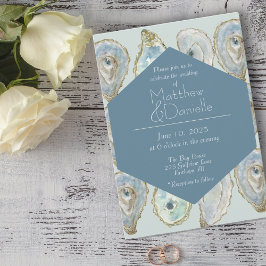 Invitación Boda de ostiones de color agua