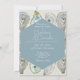 Invitación Boda de ostras acuáticas - azul turbio