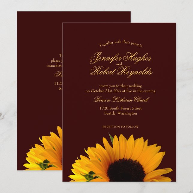 Invitación Boda de otoño (Anverso / Reverso)