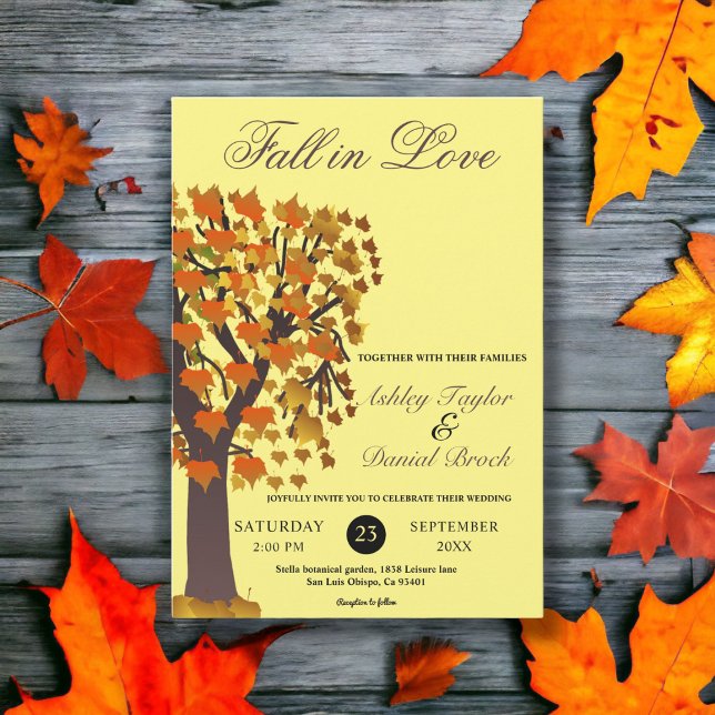 Invitación Boda de otoño amarillo de la elegante caída en el  (Subido por el creador)