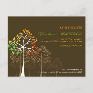 Invitación Boda de otoño árboles boscosos guardar la fecha