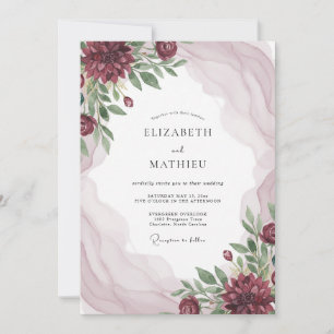 Invitación Boda de otoño atmosférica de color borgoña