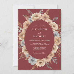 Invitación Boda de Otoño Atractiva de Borgoña