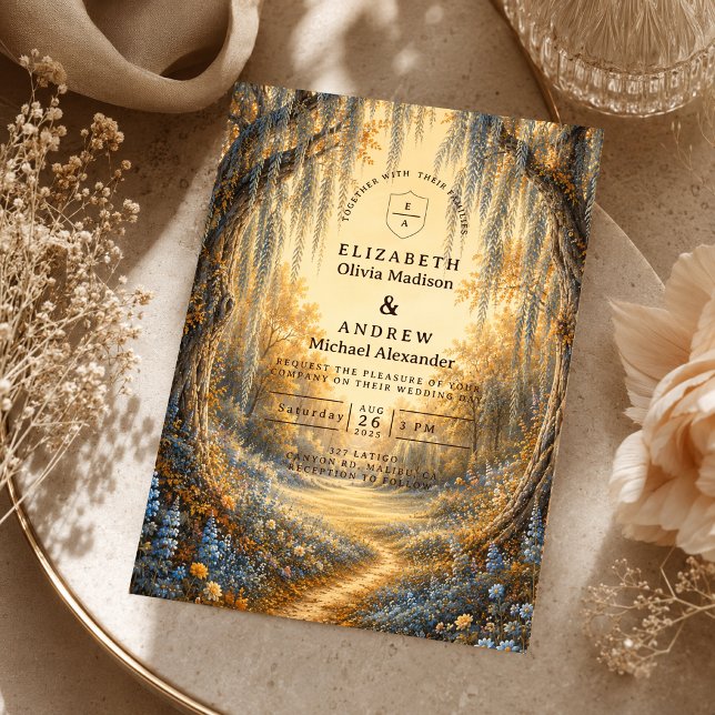 Invitación Boda de otoño azul elegante (Subido por el creador)