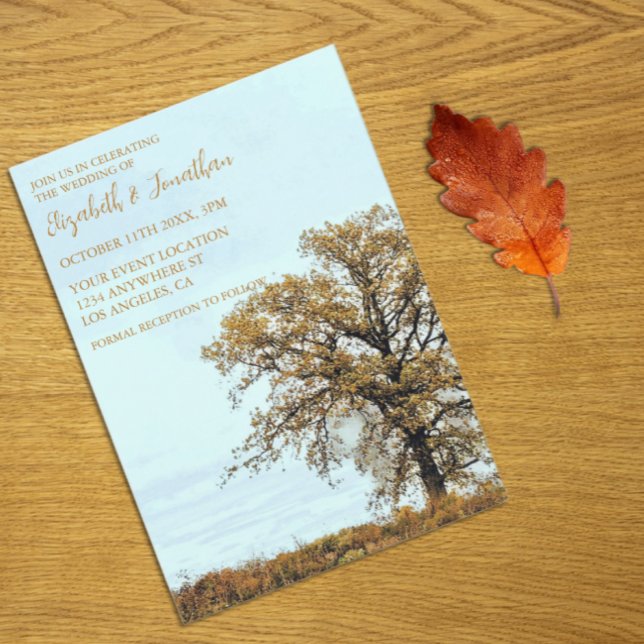 Invitación Boda de otoño bajo un roble rústico (Subido por el creador)