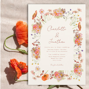 Invitación Boda de Otoño Bohemia con Flores Silvestres