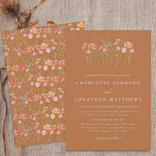 Invitación Boda de otoño bohemio con prado de flores silvestr