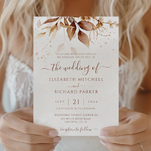 Invitación Boda de otoño boho con terracota oxidada