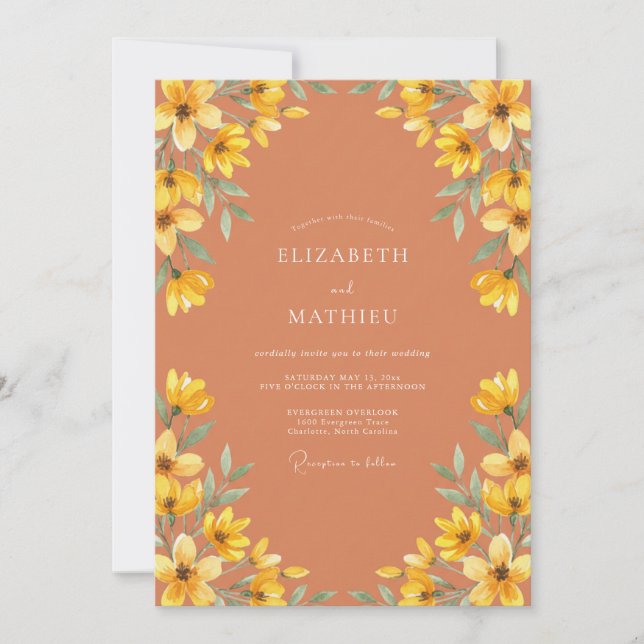 Invitación Boda de Otoño Boho de Terracota (Anverso)
