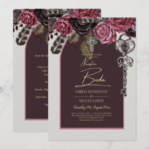 Invitación Boda de otoño BOTHIC ROSA Burgundy