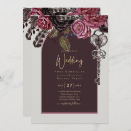 Invitación Boda de otoño BOTHIC ROSA Burgundy