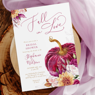 Invitación Boda de Otoño Burgundy Pumpkin Bridal Shower