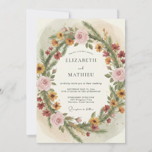 Invitación Boda de otoño cálido con vara de oro