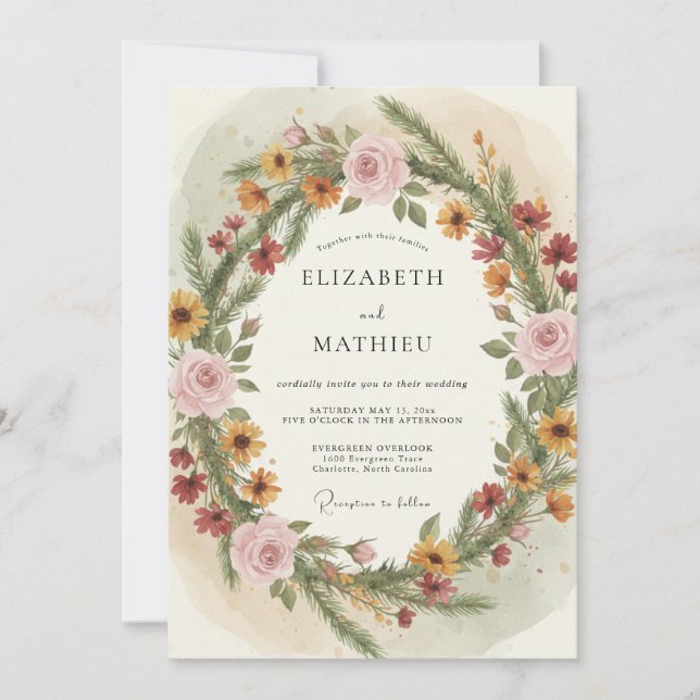 Invitación Boda de otoño cálido con vara de oro (Anverso)