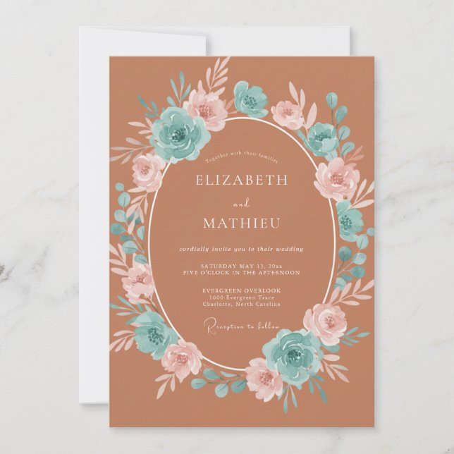 Invitación Boda de Otoño Cautivadora de Terracota (Anverso)