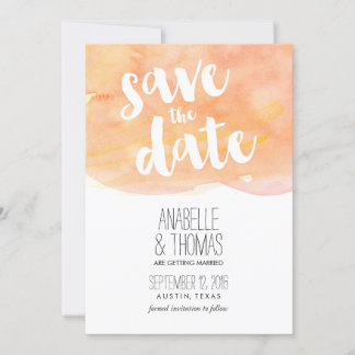 Invitación Boda de Otoño con Acuarela Naranja Guardar la Fech