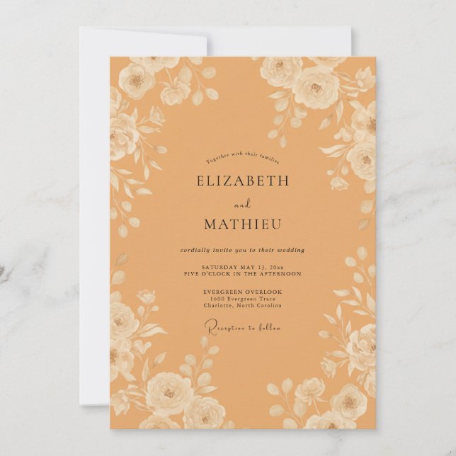 Invitación Boda de otoño con albaricoque pulido (Anverso)