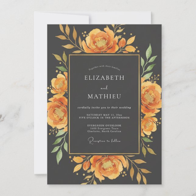 Invitación Boda de otoño con ámbar impresionante (Anverso)