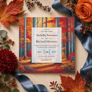 Invitación Boda de Otoño con Árbol de Abedul Rústico