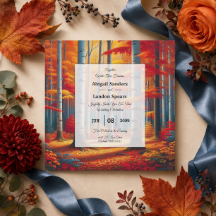 Invitación Boda de Otoño con Árbol de Abedul Rústico