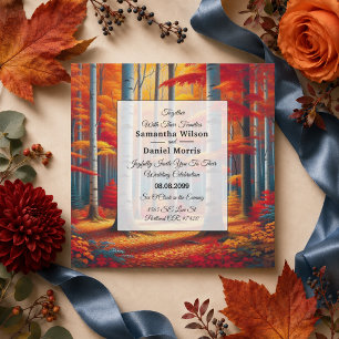 Invitación Boda de Otoño con Árbol de Abedul Rústico