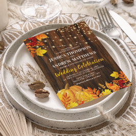 Invitación Boda de Otoño con Calabaza y Brillo Rústico