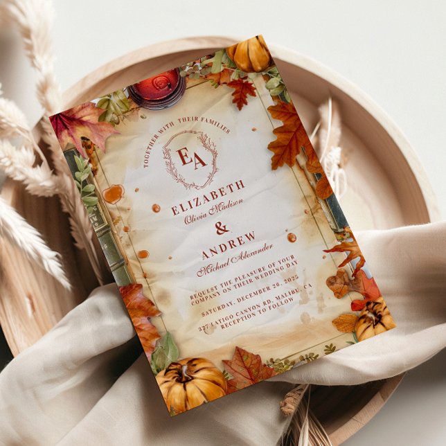 Invitación Boda de otoño con especias rusticas de calabaza (Subido por el creador)