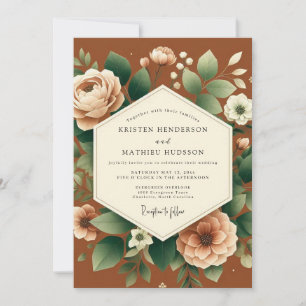 Invitación Boda de Otoño con Floración de Terracota