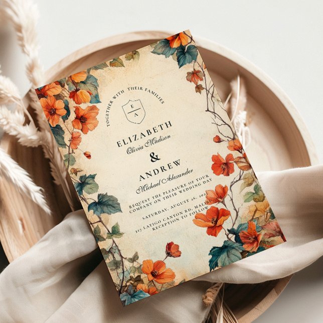 Invitación Boda de Otoño con Flores Colgantes (Subido por el creador)