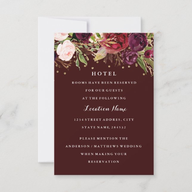 Invitación Boda de otoño con flores de confeti dorado de Borg (Anverso)