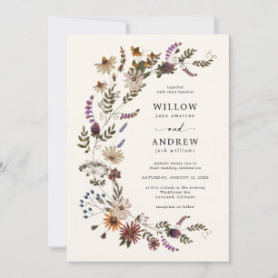 Invitación Boda de otoño con flores silvestres