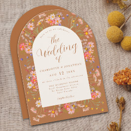 Invitación Boda de Otoño con Flores Silvestres de Terracota