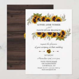 Invitación Boda de otoño con girasoles acuarela marco de made