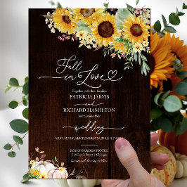 Invitación Boda de otoño con girasoles rústicos y calabaza bl