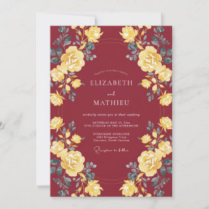 Invitación Boda de Otoño con Impacto Granate
