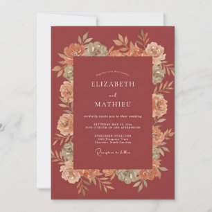 Invitación Boda de Otoño con Rojo Ladrillo Melancólico
