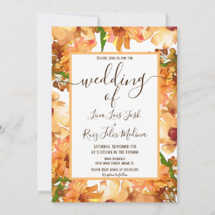 Invitación Boda de otoño con vegetación rústica y amor 
