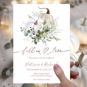 Invitación Boda de Otoño con Verdor y Calabaza 