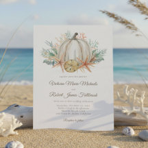 Boda de otoño costero con calabaza y conchas marin