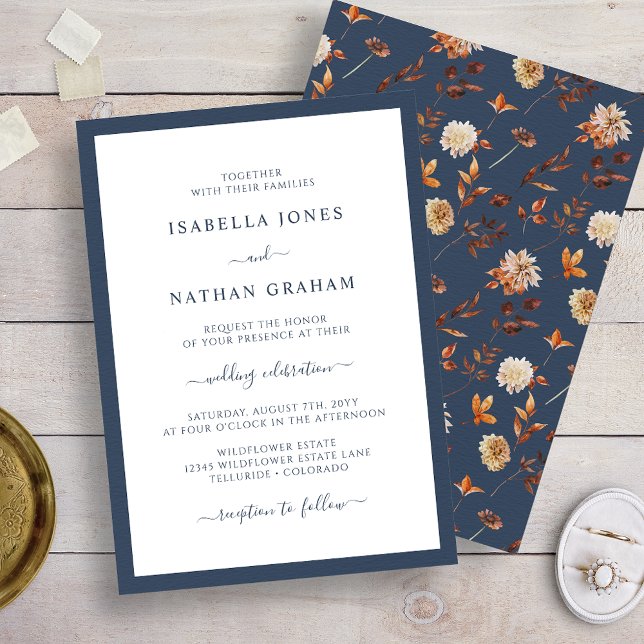 Invitación Boda de Otoño de Azul Marino (Navy Autumn Wedding Invitation
)