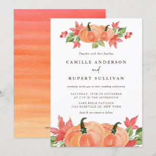Invitación Boda de otoño de calabazas acuarelas