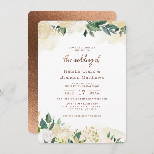 Invitación Boda de otoño de campo rústico fresco (Anverso / Reverso)