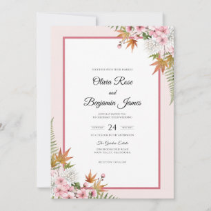 Invitación Boda de otoño de eucalipto y arce malva
