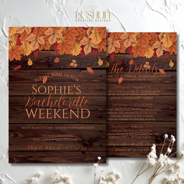 Invitación Boda de otoño de fin de semana de despedida de sol (Subido por el creador)