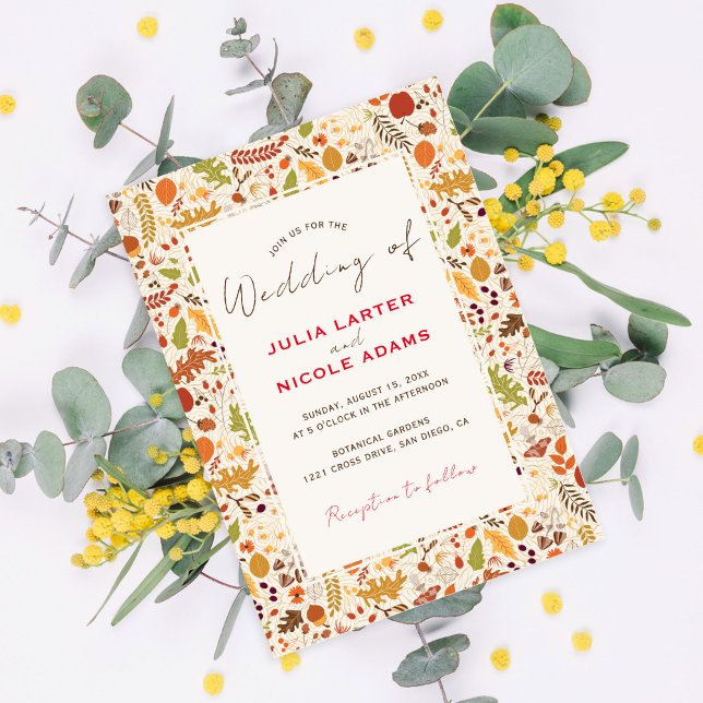 Invitación Boda de otoño de flores rusticas secas y bohemias  (Subido por el creador)