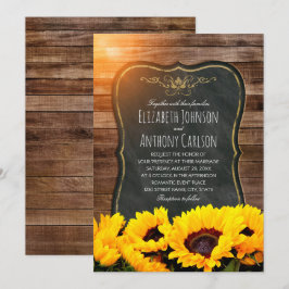 Invitación Boda de otoño de girasol Cartón rústico