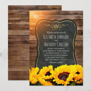 Invitación Boda de otoño de girasol Cartón rústico