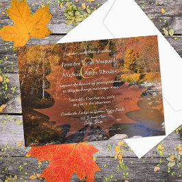 Invitación Boda de otoño de hojas de arce de madera de Creeks