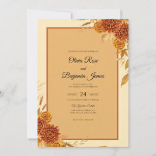 Invitación Boda de otoño de hortensia de terracota y eucalipt