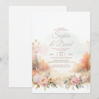 Invitación Boda de otoño de la acuarela Pastel